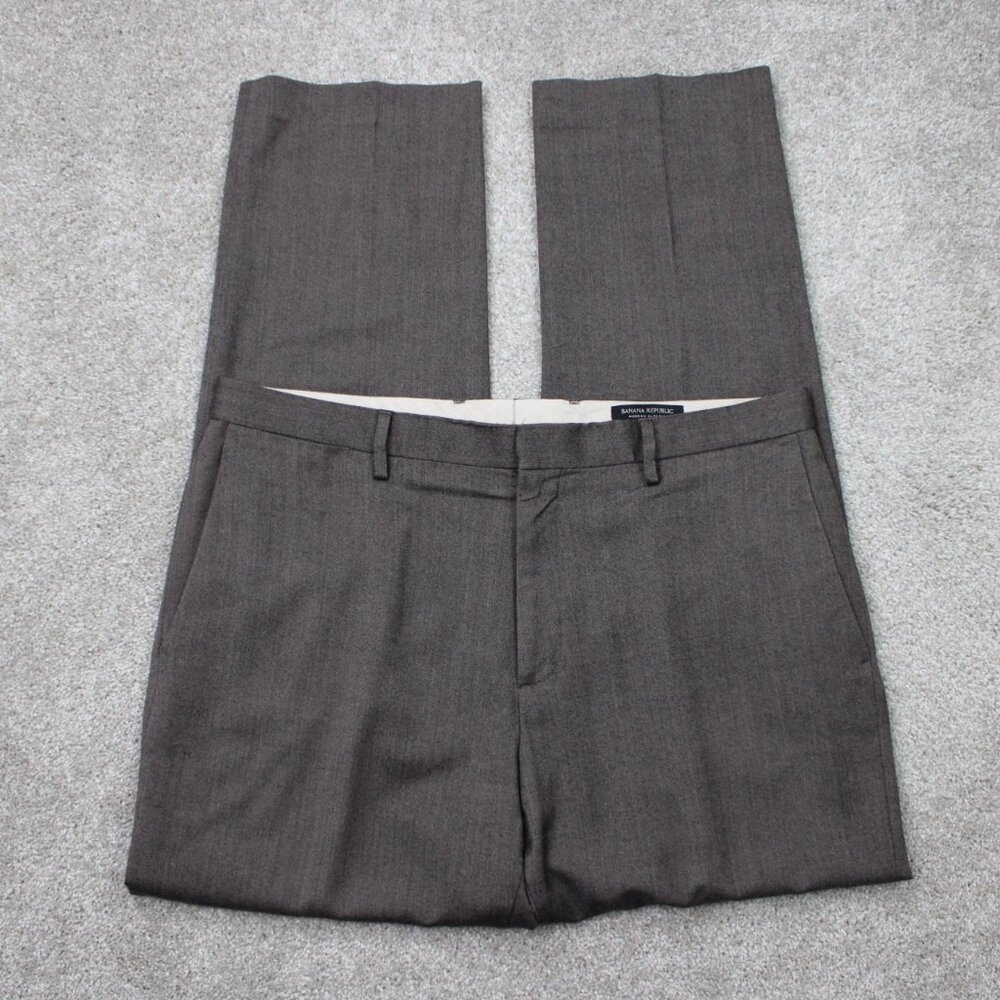 Banana Republic Pants Men 36x32 Brown Wool Modern Slim Fit Acetate Lined Stretch